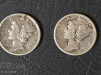 Two coins from the "Mercury Dime" series for sale !!!
