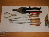 Lot de secatoare, furci, burghie, foarfecă pentru metal