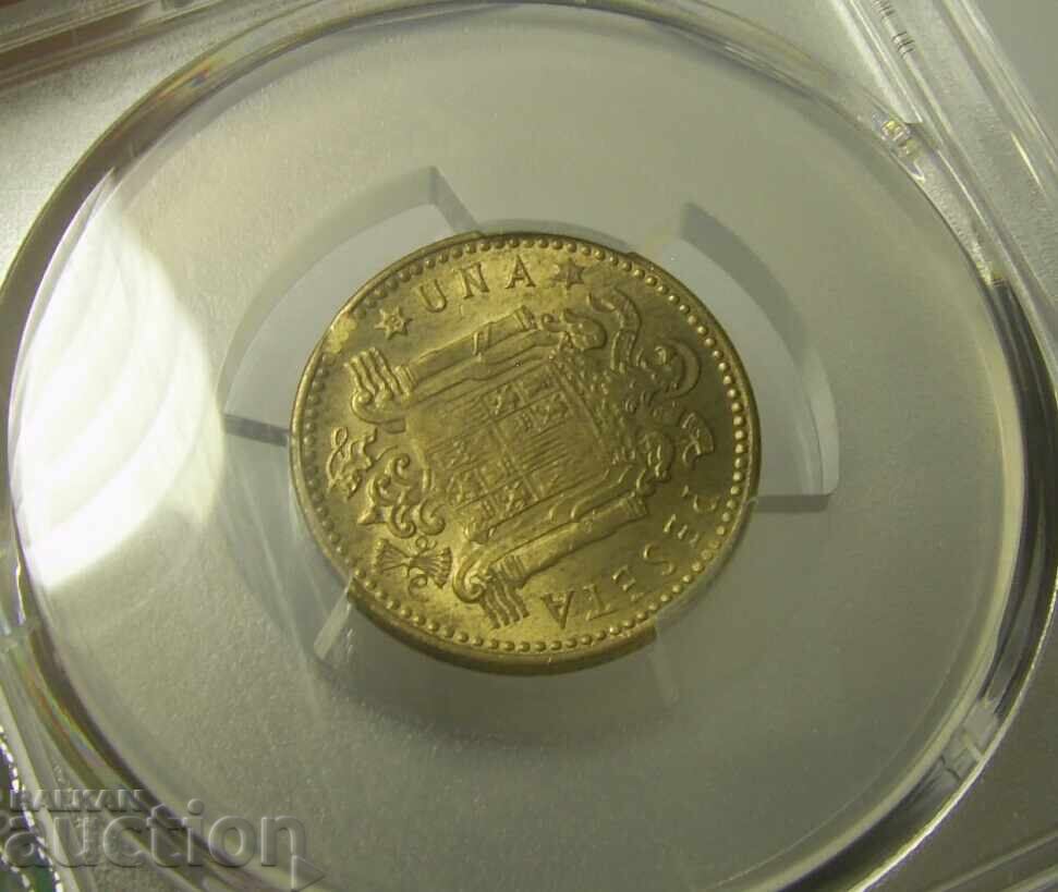 Παράδοση Ισπανία Σφάλμα κοπής PCGS 1 πεσέτα 1953 (1954)