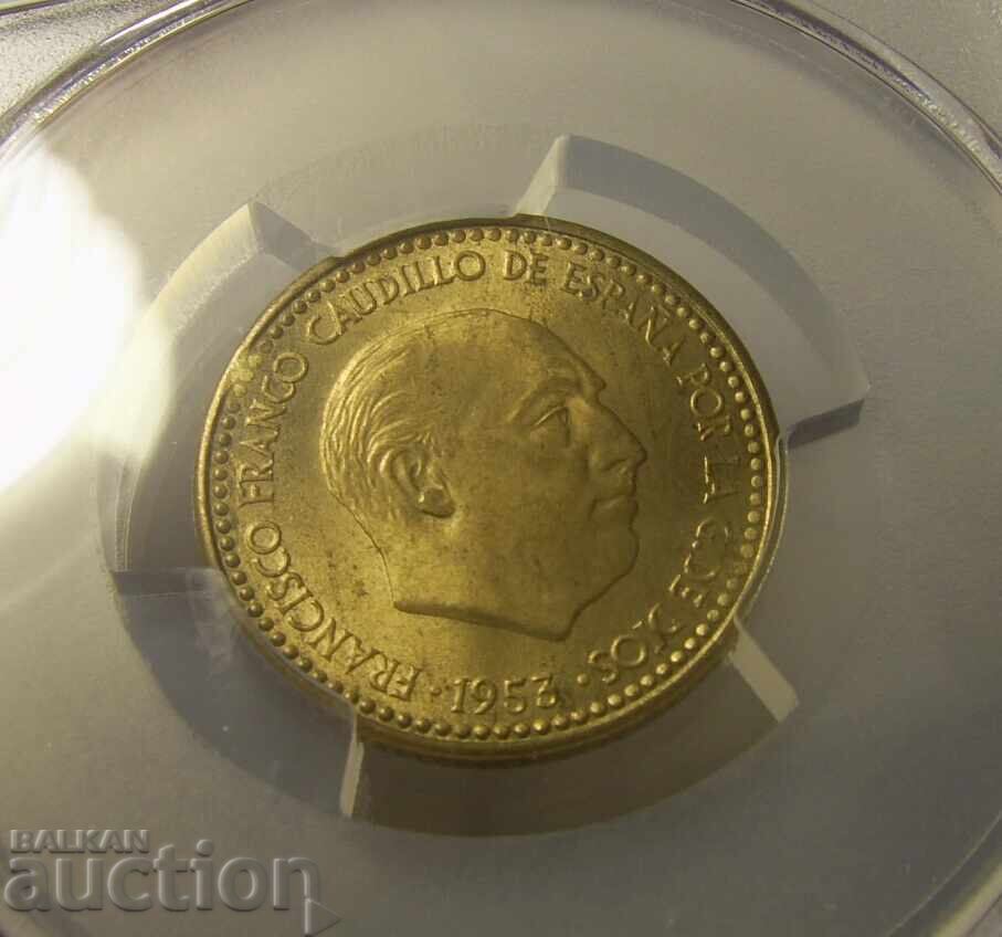 Ισπανία Σφάλμα κοπής PCGS 1 πεσέτα 1953 (1954) - 5