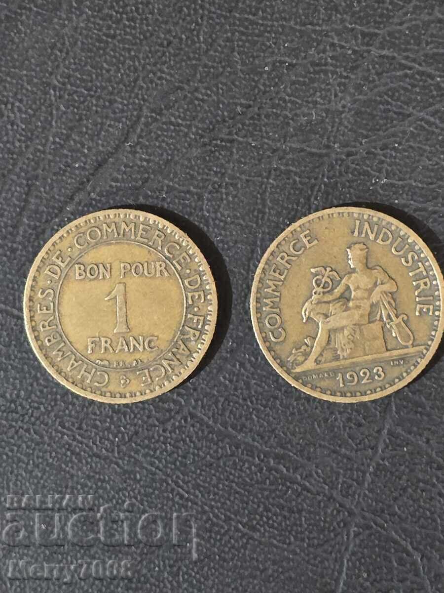 Доставка на Това е винтидж жетони с номинал 1 франк, издаден през 1922г.