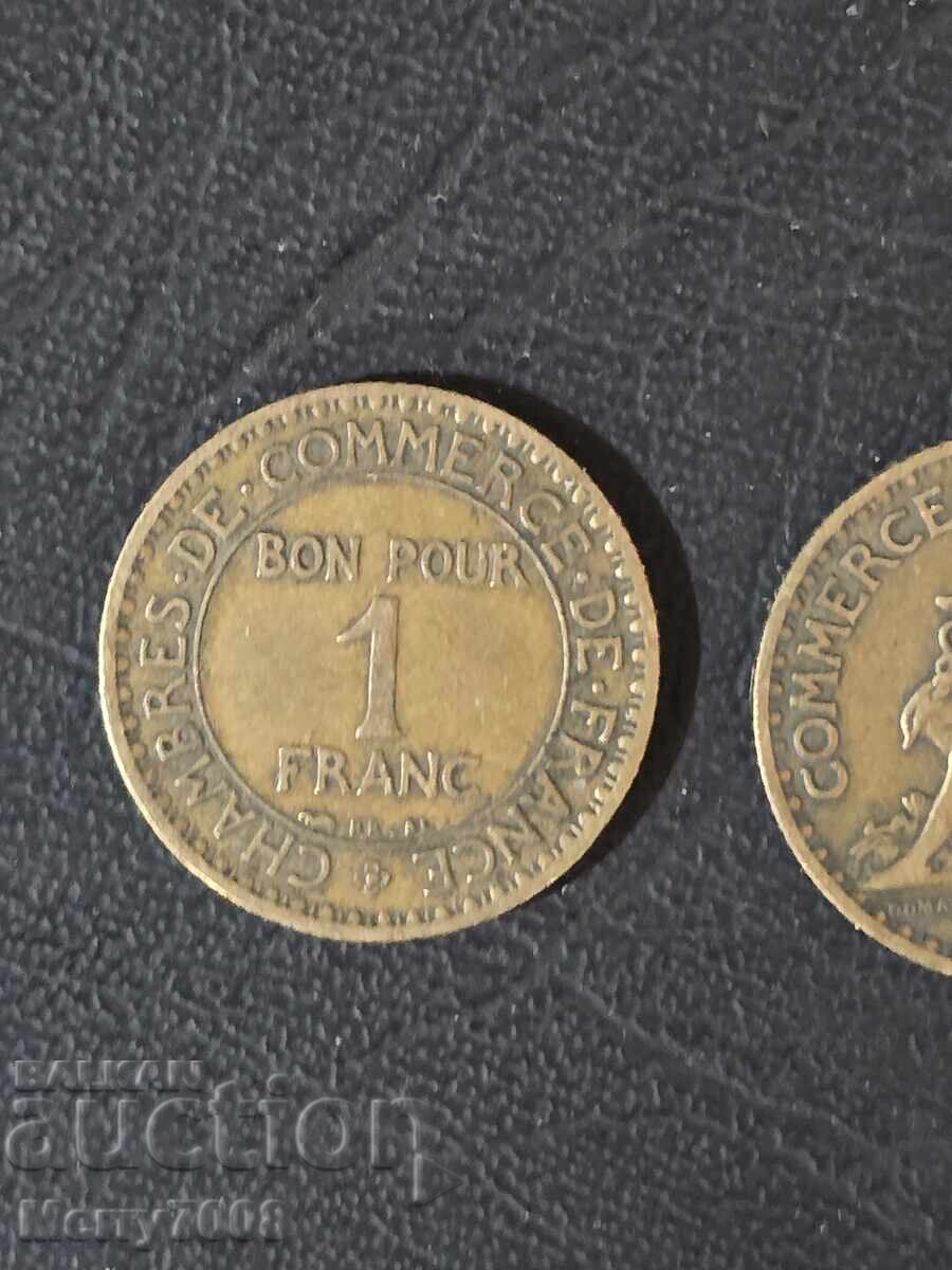 Това е винтидж жетони с номинал 1 франк, издаден през 1922г. - 6
