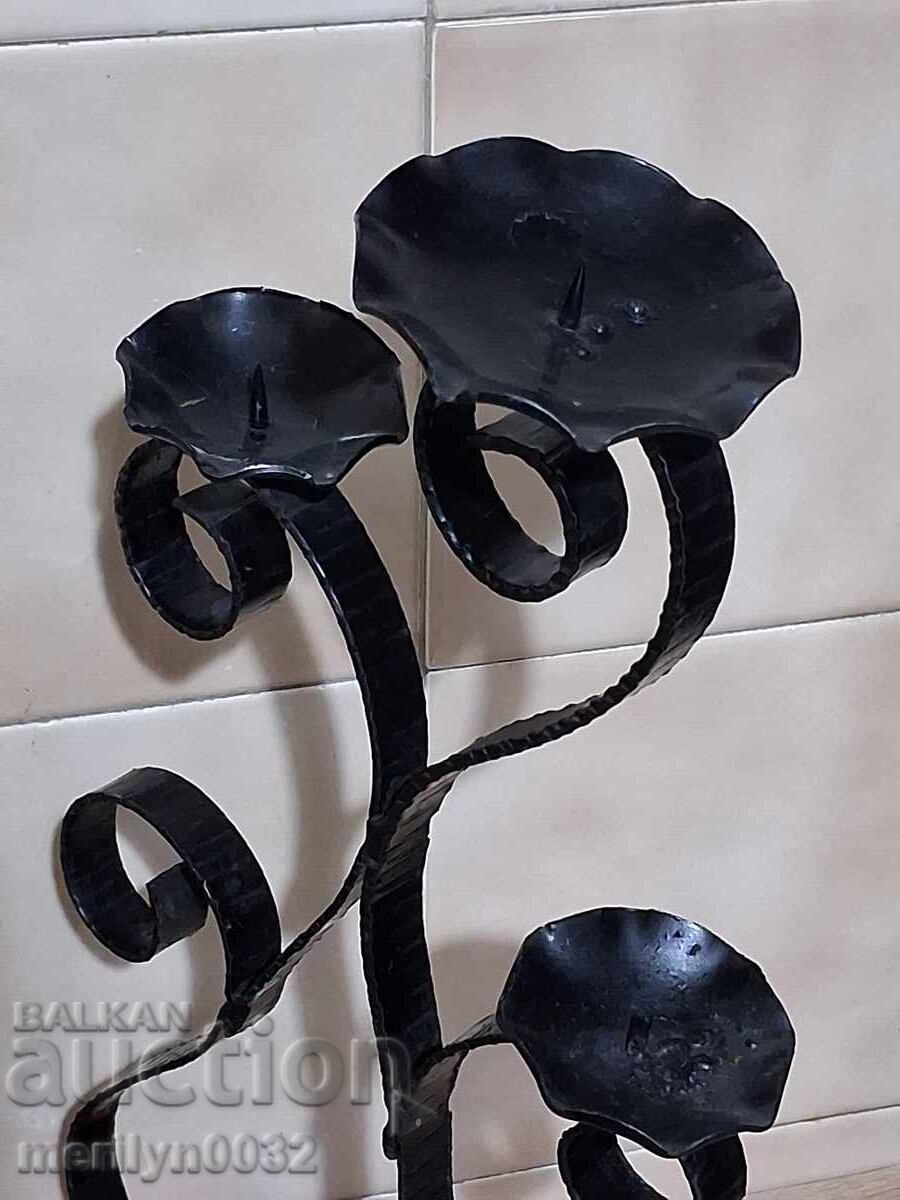 Δημοπρασία Παλιό λαμπτήρα κηροπήγιο από σφυρήλατο σίδερο