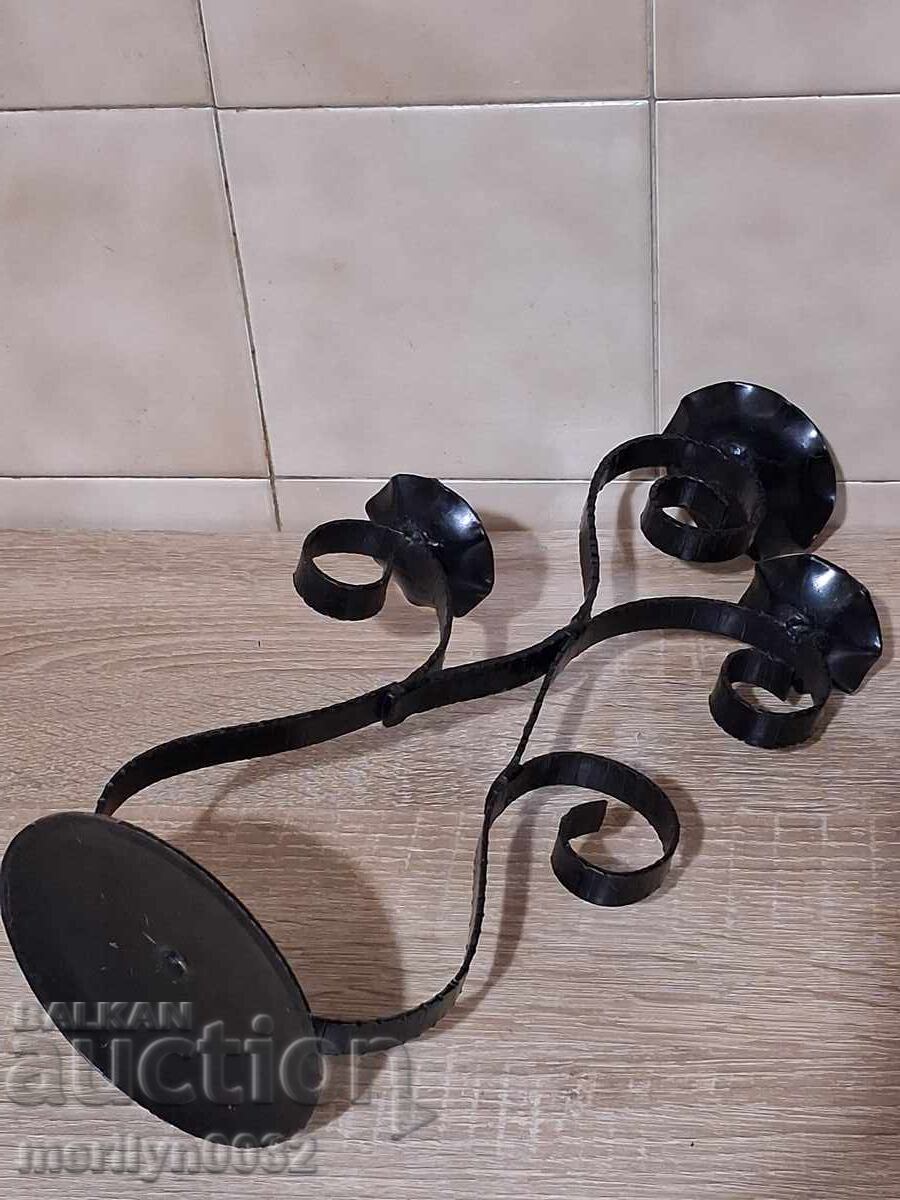 Παλιό λαμπτήρα κηροπήγιο από σφυρήλατο σίδερο - 6