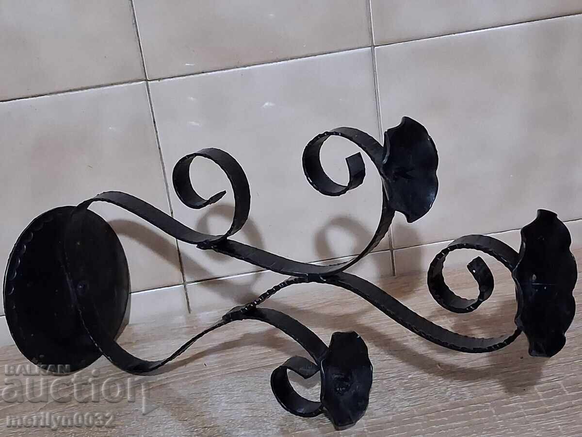 Παλιό λαμπτήρα κηροπήγιο από σφυρήλατο σίδερο - 7