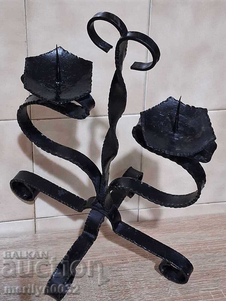 Licitație Lampă veche de sfeșnic din fier forjat