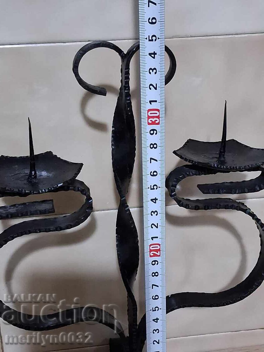 Lampă veche de sfeșnic din fier forjat - 5