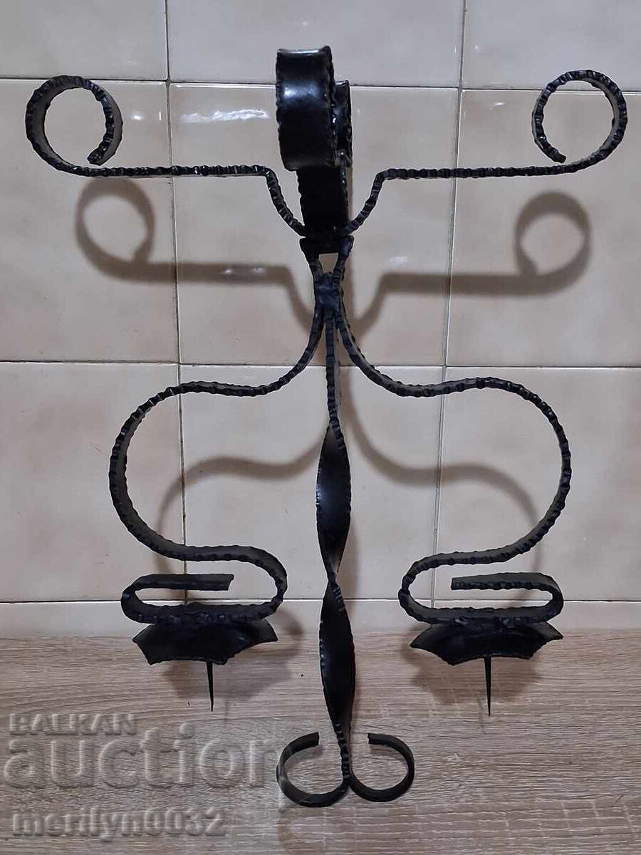 Lampă veche de sfeșnic din fier forjat - 7