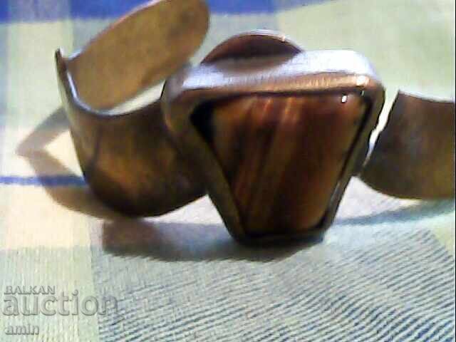 Brățară vintage din bronz cu piatră naturală de ochi de tigru