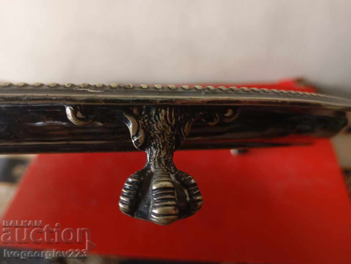 tavă din alamă argintată, platou art deco - 5