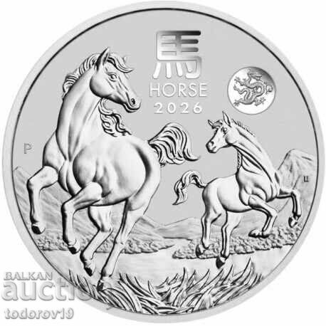 Argint 1 oz Anul Calului 2026 cu semn. Dragon