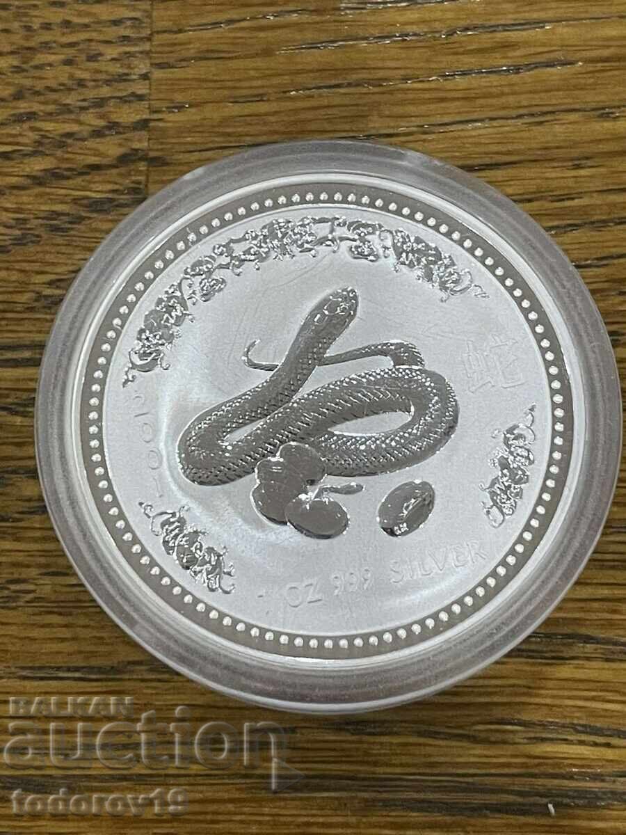 Licitație Argint 1 oz Anul Șarpelui 2001 Licitație Argint 1 oz Anul Șarpelui 2001