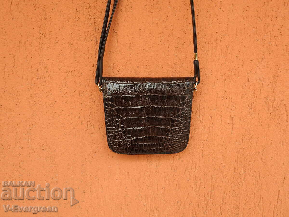 Geantă vintage din piele naturală de crocodil La Toscana - 6