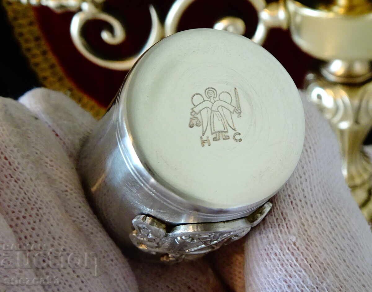 Калаена чаша за ракия,рицар,пушки,орел. - 5