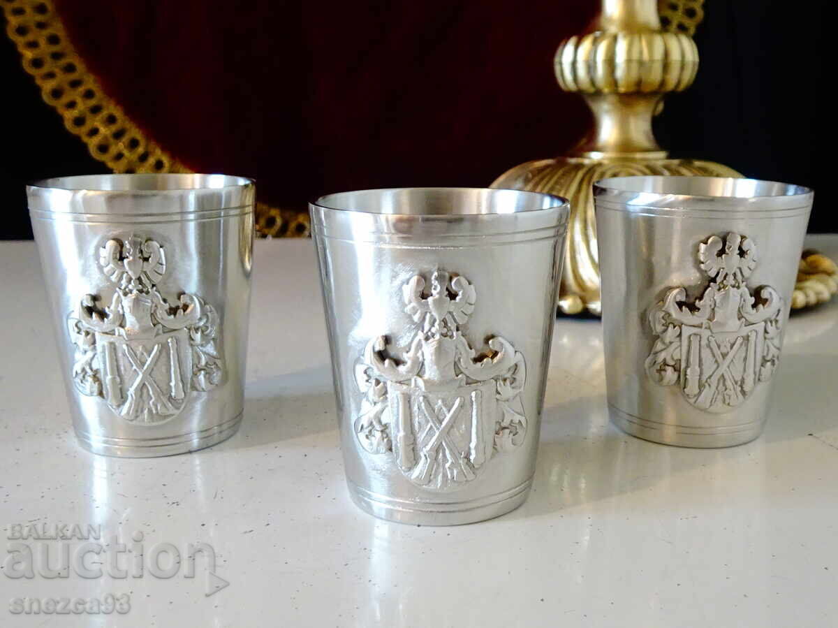 Калаена чаша за ракия,рицар,пушки,орел. - 6