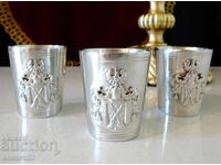 Pahar din cositor pentru țuică, cavaler, puști, vultur