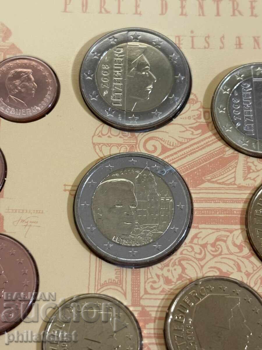 Licitație Luxemburg 2008 - set euro bancar + monedă de 2 euro BU