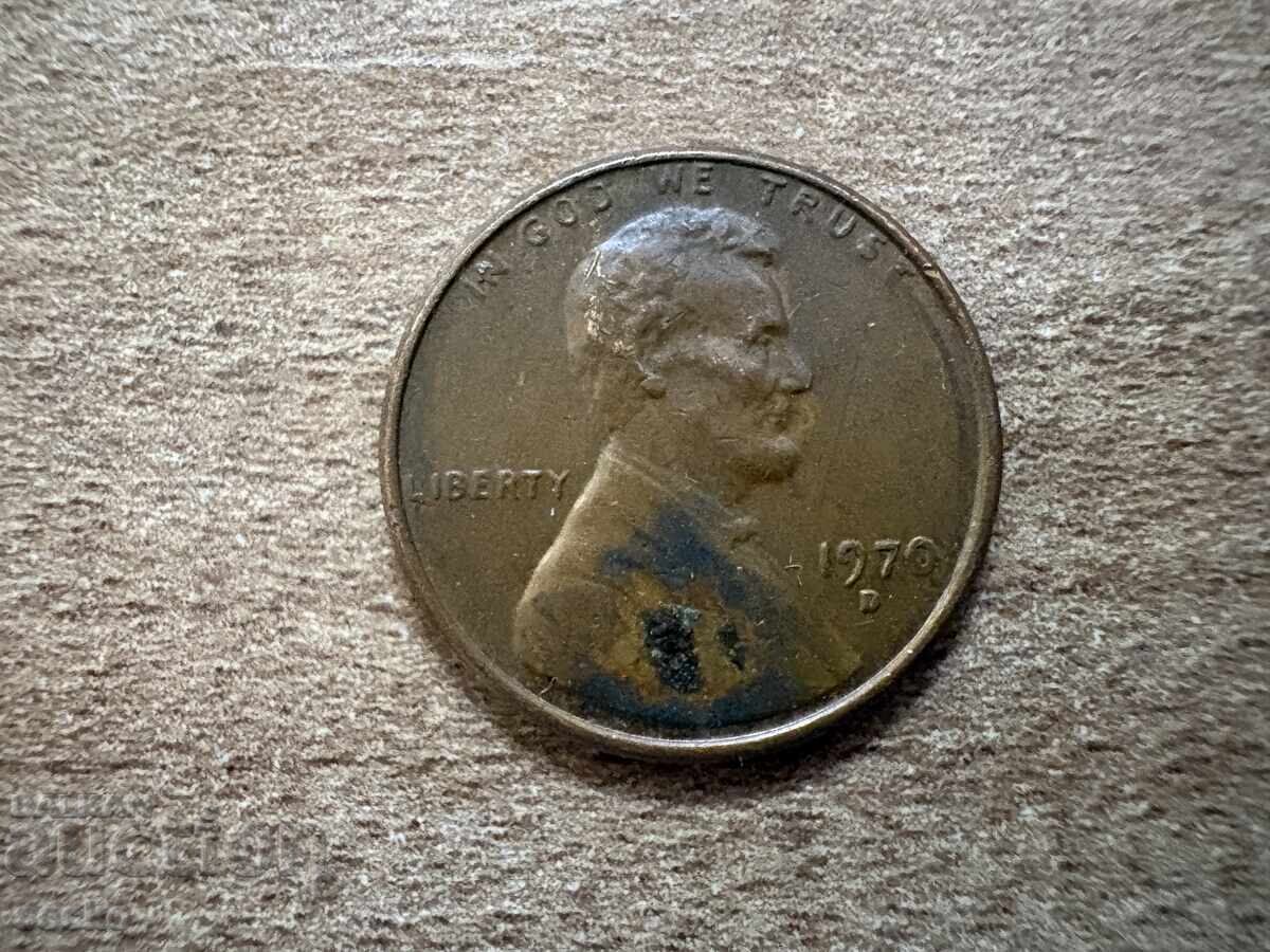 SUA - 1 cent (1970) - D cu preț € 0.10 | 0.20 BGN