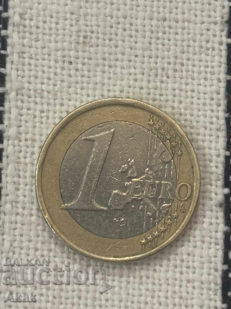 Licitație 1 Euro 2002g. bufniță Grecia cu defect și S în stea