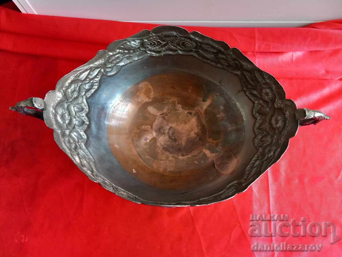1900, Veche JARDINIERĂ Placată cu Argint, Fructieră, Grifoni - 5