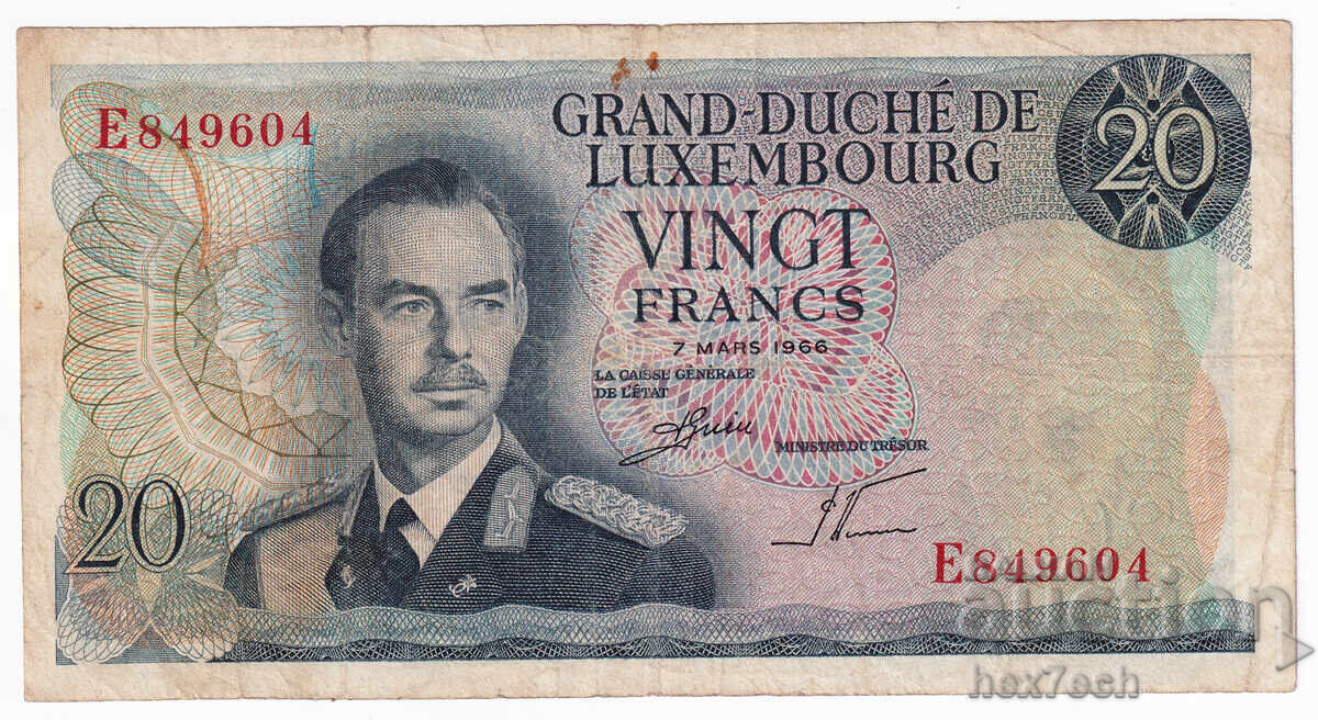 ❤️ ⭐ Luxembourg 1966 20 francs ⭐ ❤️ with price € 7.99 | 15.63 BGN