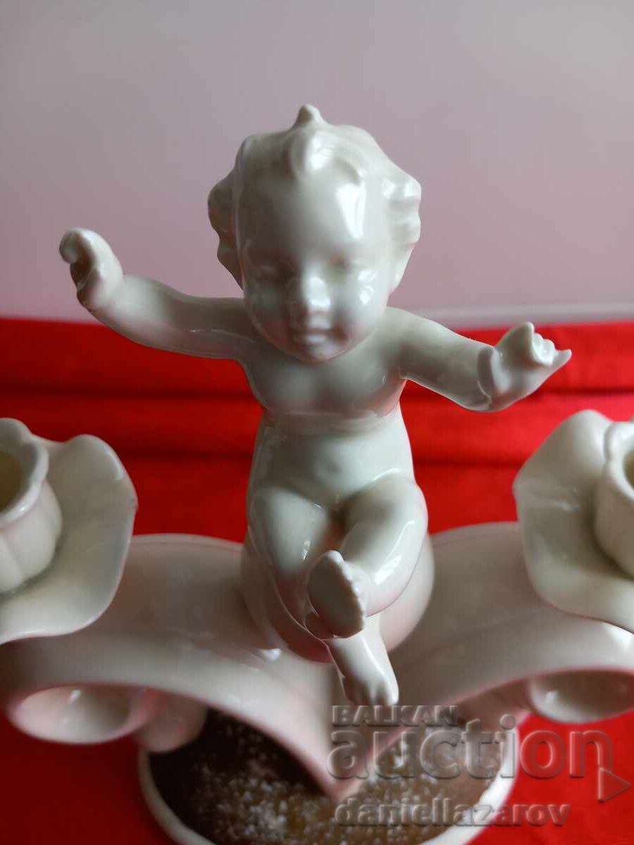 Neutettau, Γερμανικό Πορσελάνινο Κηροπήγιο Χερουβείμ, Αγγελάκι με τιμή € 65.00 | 127.13 BGN