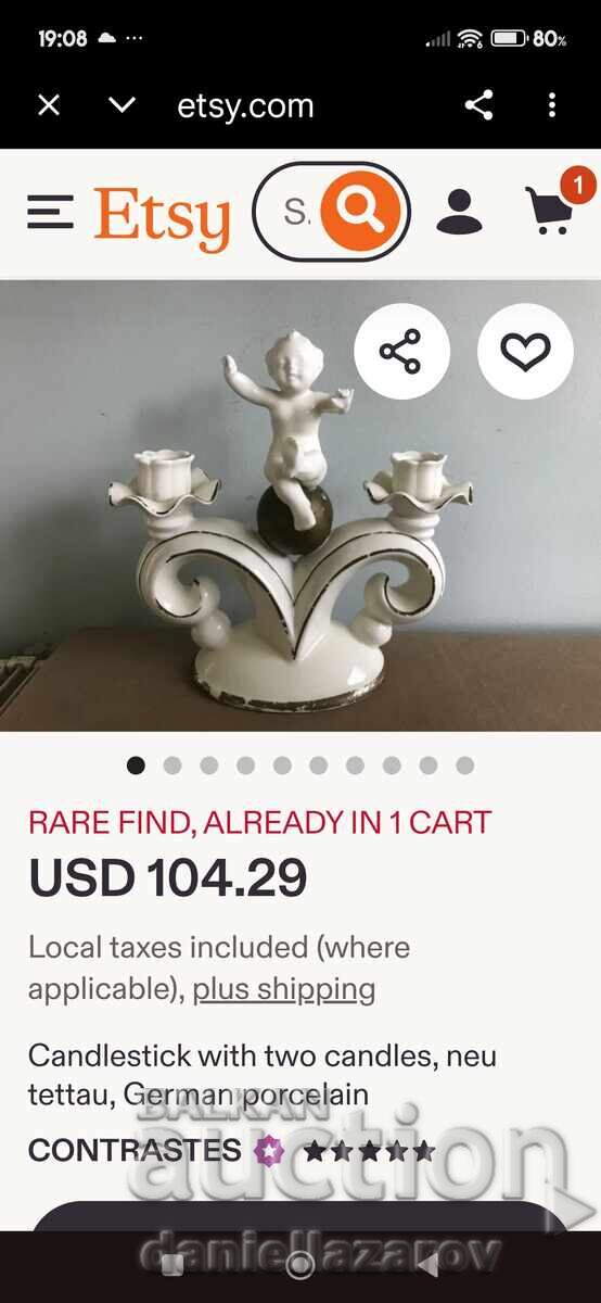 Neutettau, Γερμανικό Πορσελάνινο Κηροπήγιο Χερουβείμ, Αγγελάκι - 7