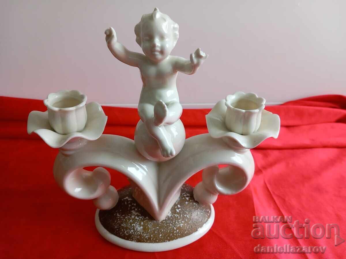 Neutettau, Γερμανικό Πορσελάνινο Κηροπήγιο Χερουβείμ, Αγγελάκι