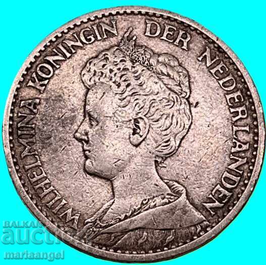Netherlands 1 Gulden 1914 Wilhelmina 9.96g .945 silver fineness - 6