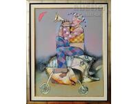 Картина "Червена луна", худ. Кр. Тодоров - Кеца (1959-2022)