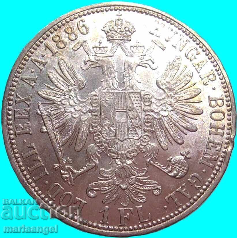 Austria 1 florin 1886 Franz Joseph I argint Patină aurie - 6