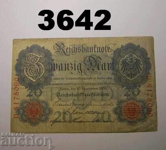 Germania 20 mărci 1909 Rară