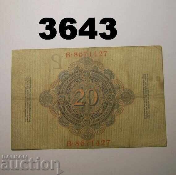 Germania 20 mărci 1909 Rară cu preț € 3.50 | 6.85 BGN