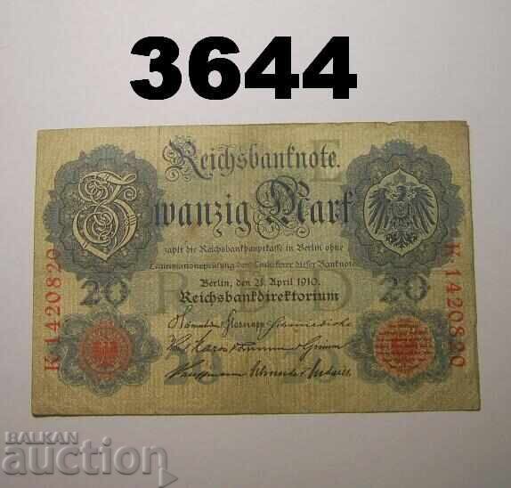 Germania 20 mărci 1910 Rară