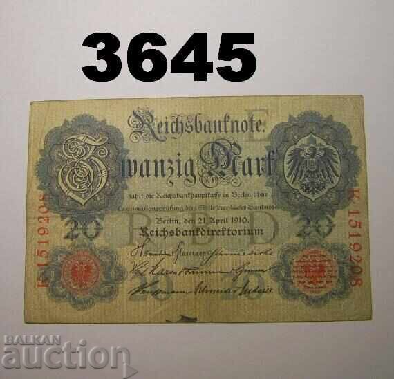 Германия 20 марки 1910 Рядката