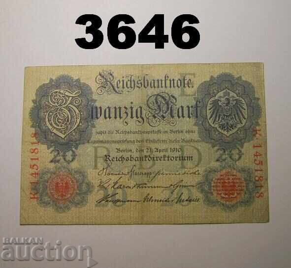 Germania 20 mărci 1910 Rară