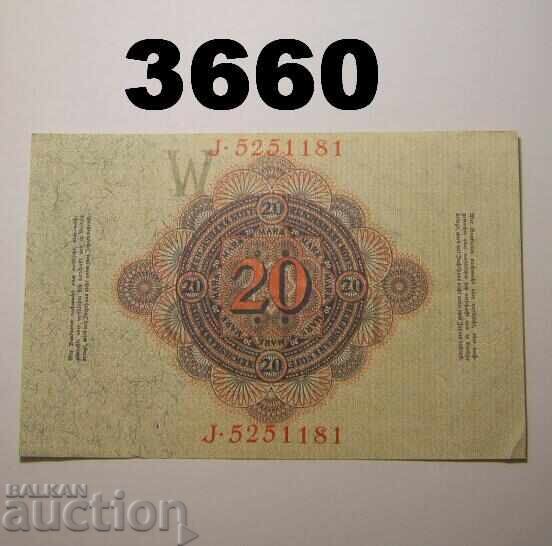 Germania 20 mărci 1914 cu preț € 3.50 | 6.85 BGN