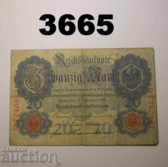 Germania 20 mărci 1909 Rară