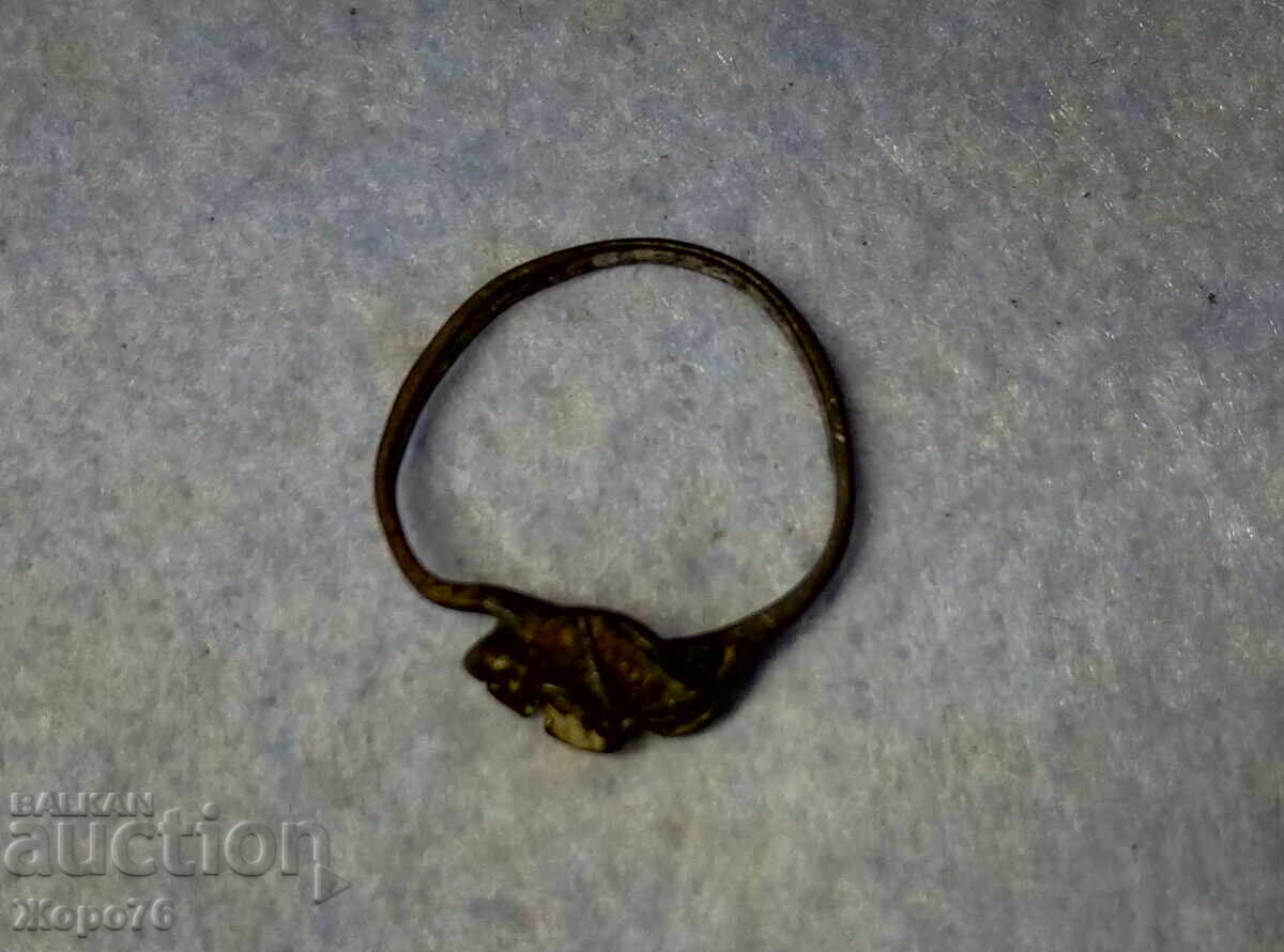 Inel vechi din ARGINT - TRANDAFIR, ARGINT oxidat, titlu 800 - 5