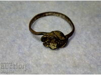 Старинен СРЕБЪРЕН ПРЪСТЕН - РОЗА Оксидирано СРЕБРО 800 Проба