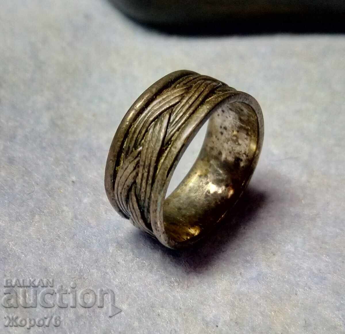 Inel vechi din ARGINT "Codiță de fată" ARGINT oxidat 925