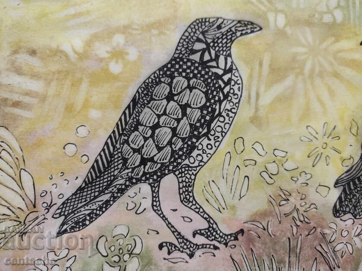 Σχέδιο Οικογένεια κορακιών ζεντάνγκλ ακουαρέλα με τιμή € 5.00 | 9.78 BGN