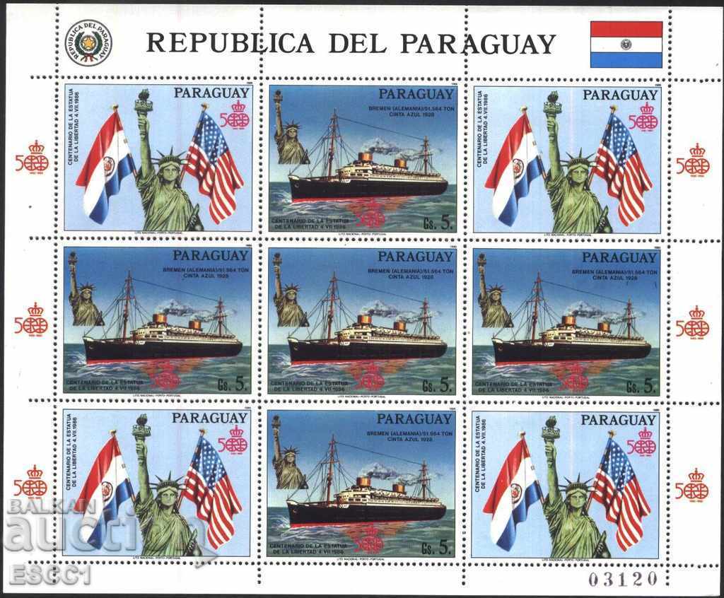 Mărci poștale neștampilate în coliță mică Navă 1986 din Paraguay