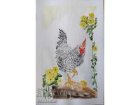 Акварелна рисунка на петел