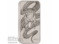 Ασημένιο ορθογώνιο νόμισμα 1 oz "Δράκος" 2025