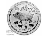 Сребро 1 oz монета "Годината на Прасето"  2019