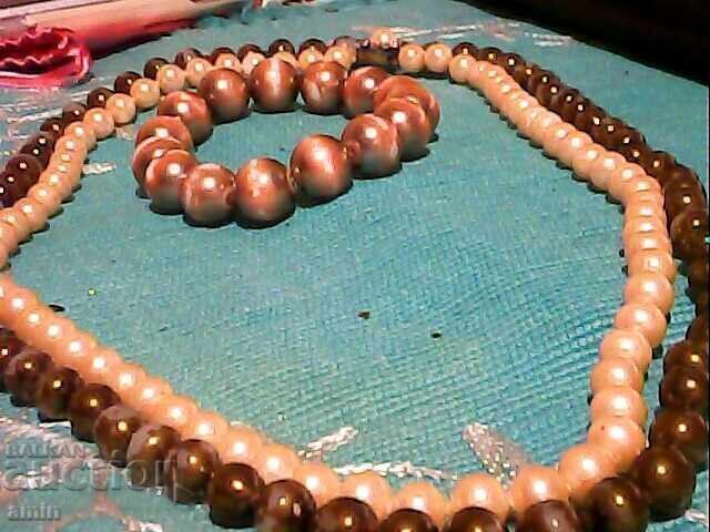 Colier perlat vechi și frumos, două rânduri, cu brățară asortată