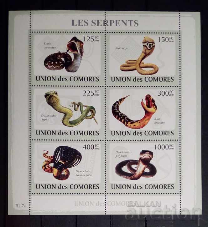 Insulele Comore 2009 Faună/Animale/Reptile Bloc 10 € MNH