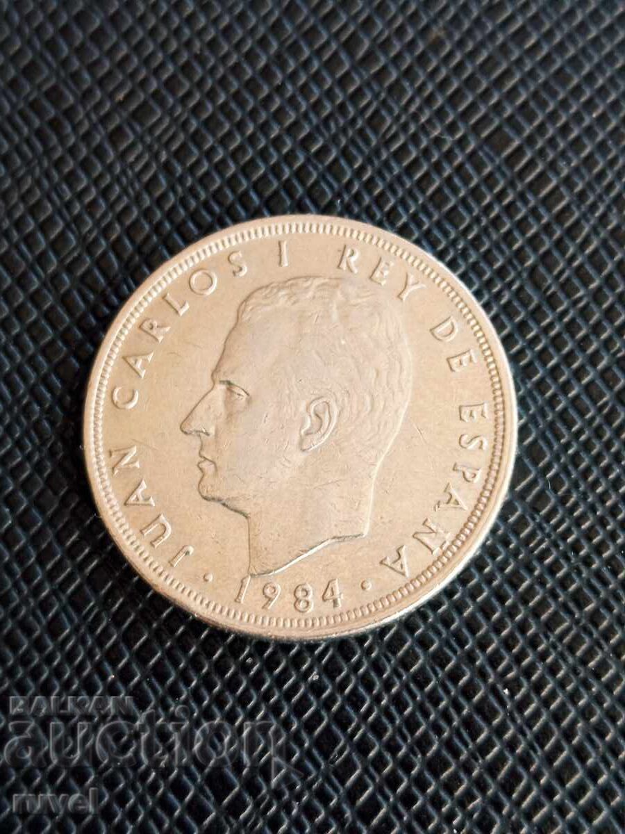 Spania 5 pesetas, 1984 cu preț € 0.30 | 0.59 BGN