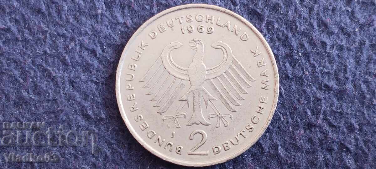 Germany 2 marks 1969 J commemorative with mass mintage
